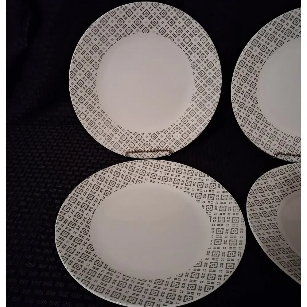 Set of 4 Corelle Boutique Farmstead Gray Dinner Plates 11